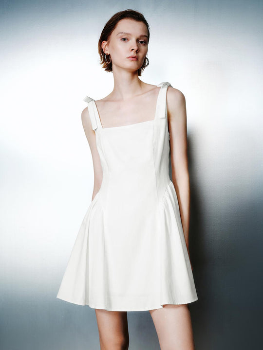 Denim Flared Mini Dresses