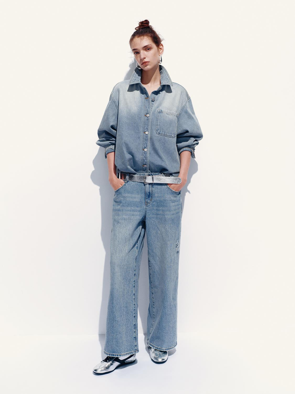 Button-Up Loose Denim Shirts