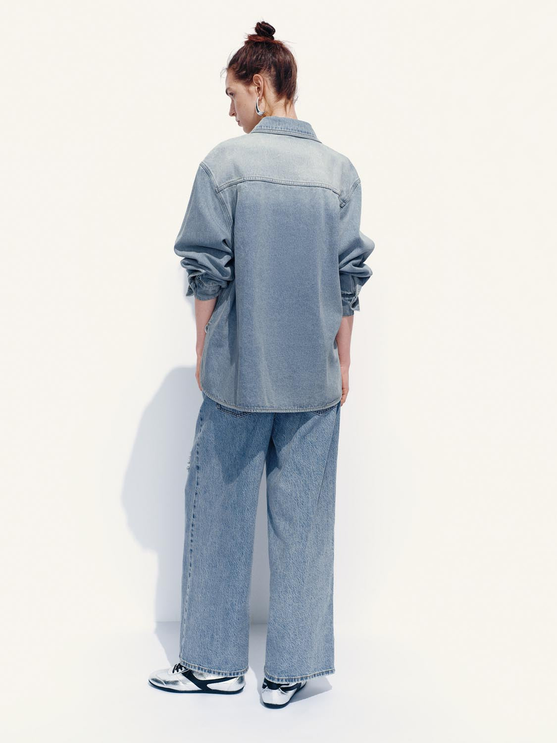 Button-Up Loose Denim Shirts