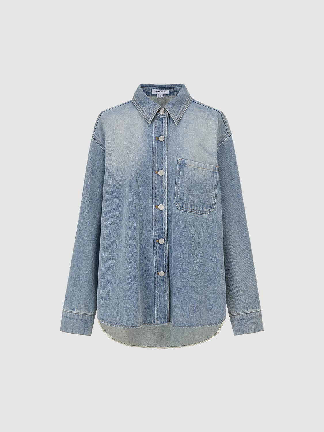 Button-Up Loose Denim Shirts