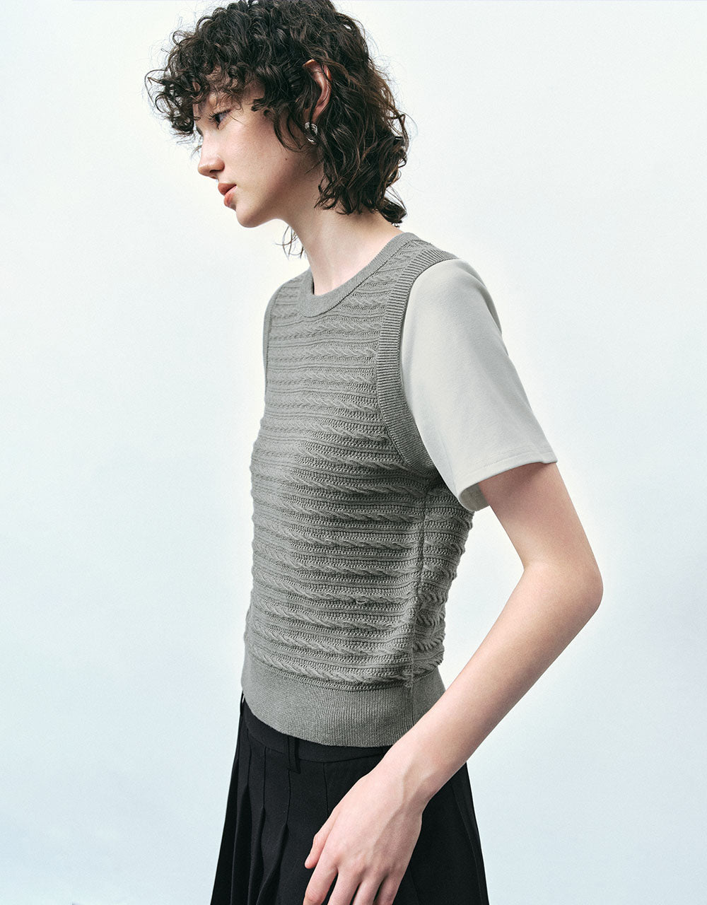 2 In 1 Striped Knitted T-Shirt