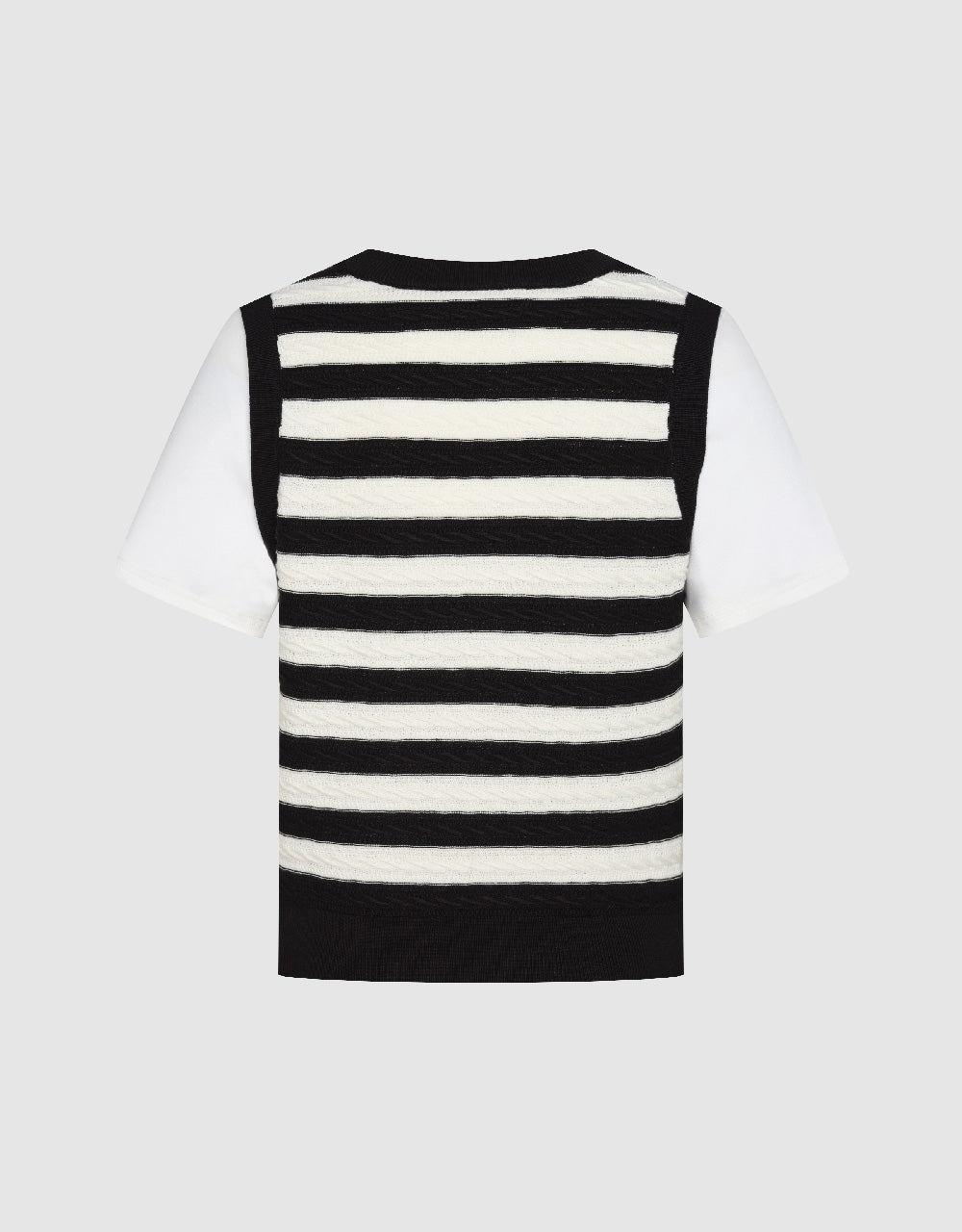 2 In 1 Striped Knitted T-Shirt