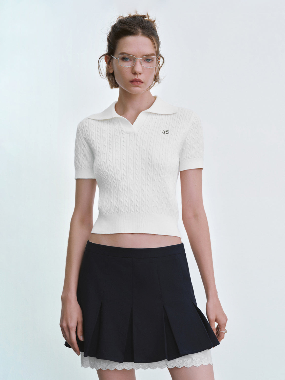 Collared Neck Knitted T-Shirt