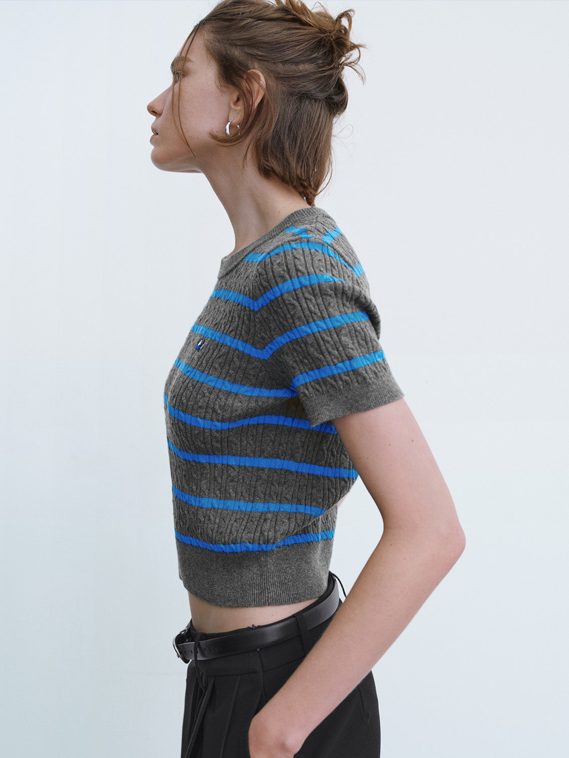 Crew Neck Skinny Knitted T-Shirt