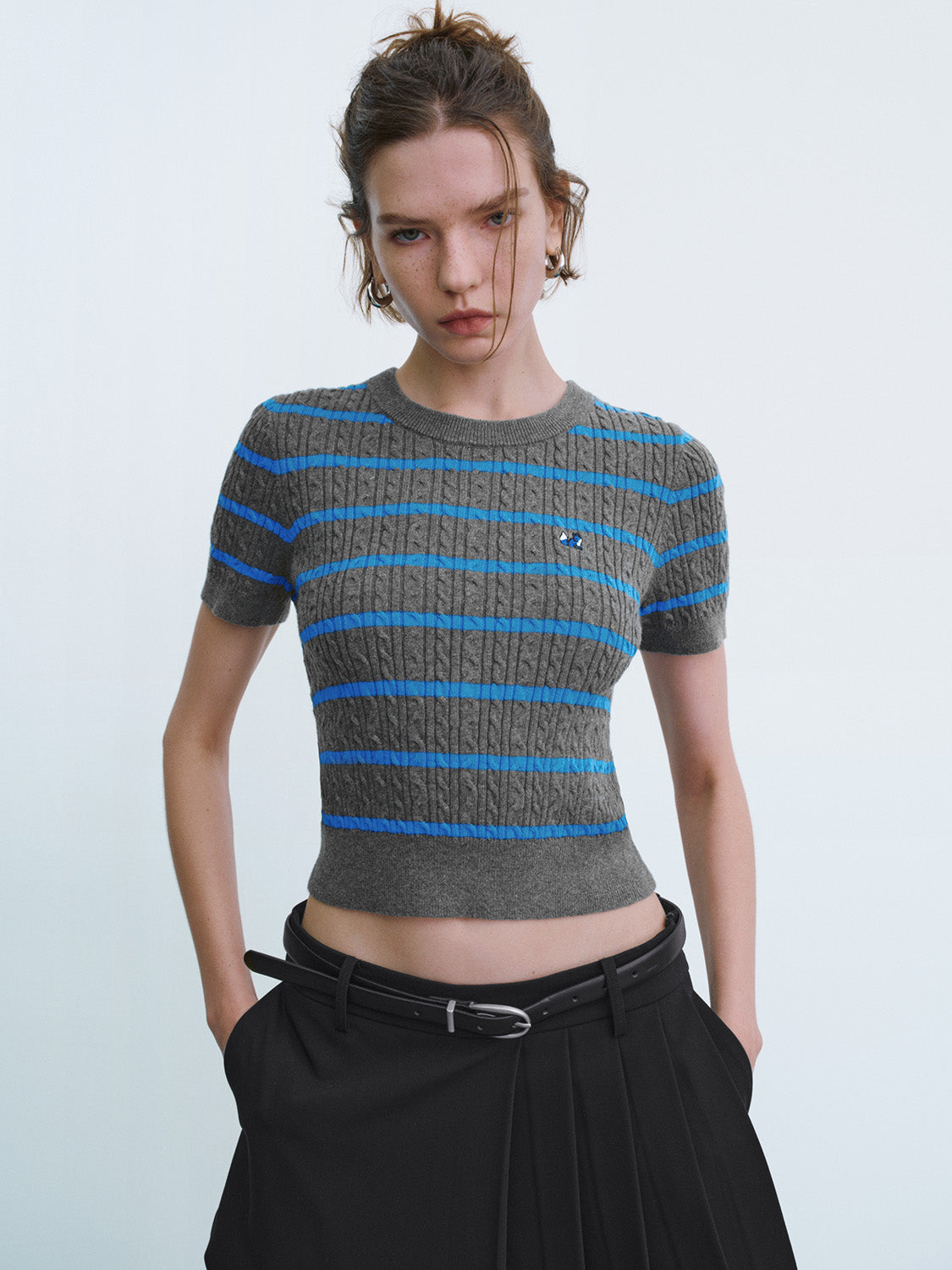 Crew Neck Skinny Knitted T-Shirt