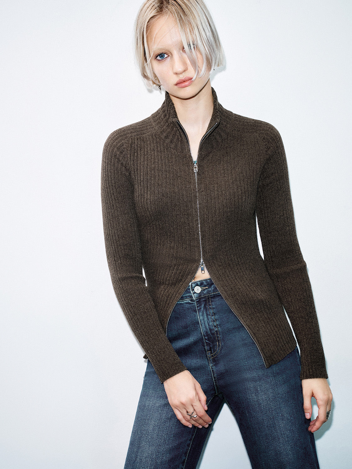 Zip Up Front Knitted Cardigans