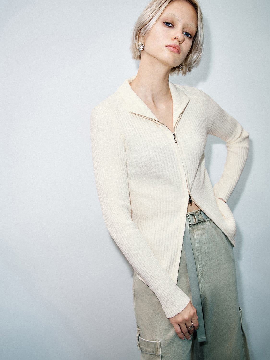 Zip Up Front Knitted Cardigans