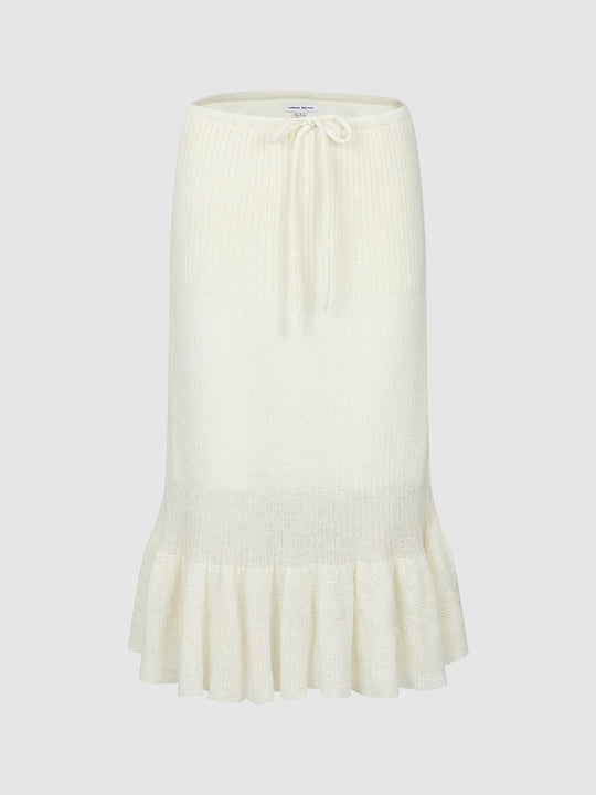 Ruffle Hem Knitted A-Line Midi Skirts