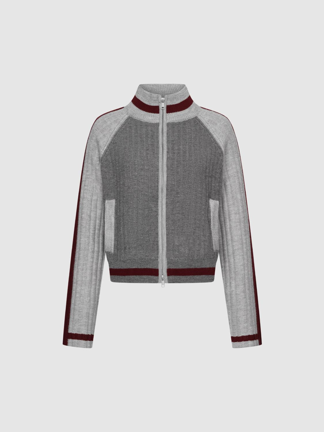 Contrast Full Zip Knitted Cardigans