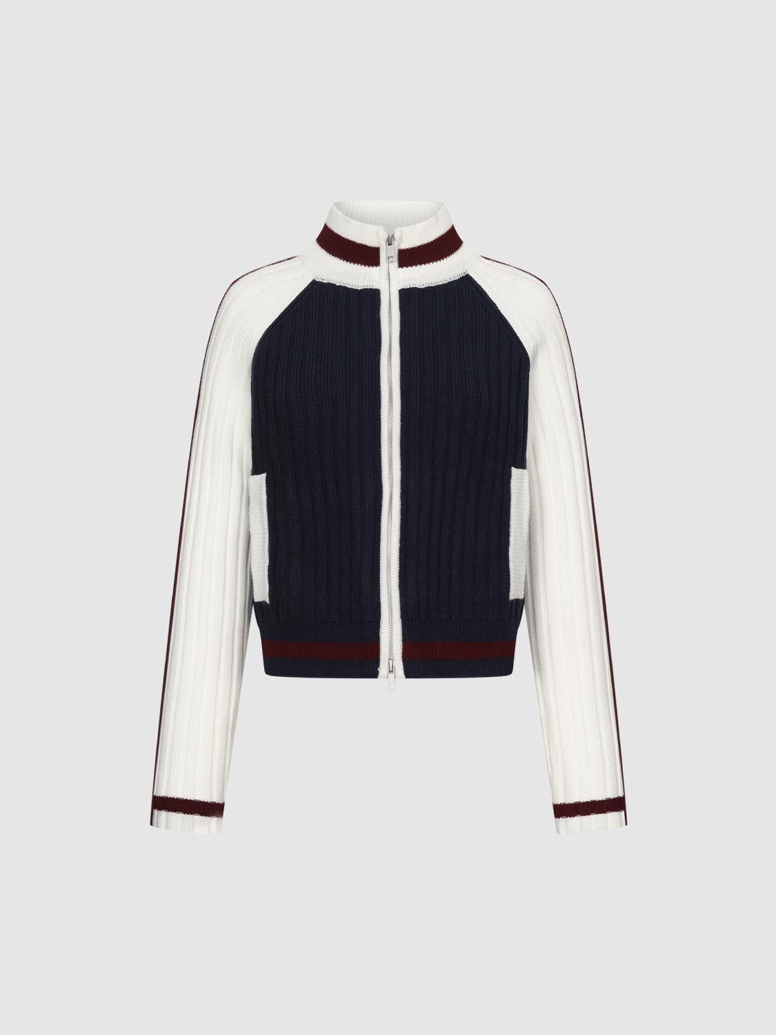 Contrast Full Zip Knitted Cardigans