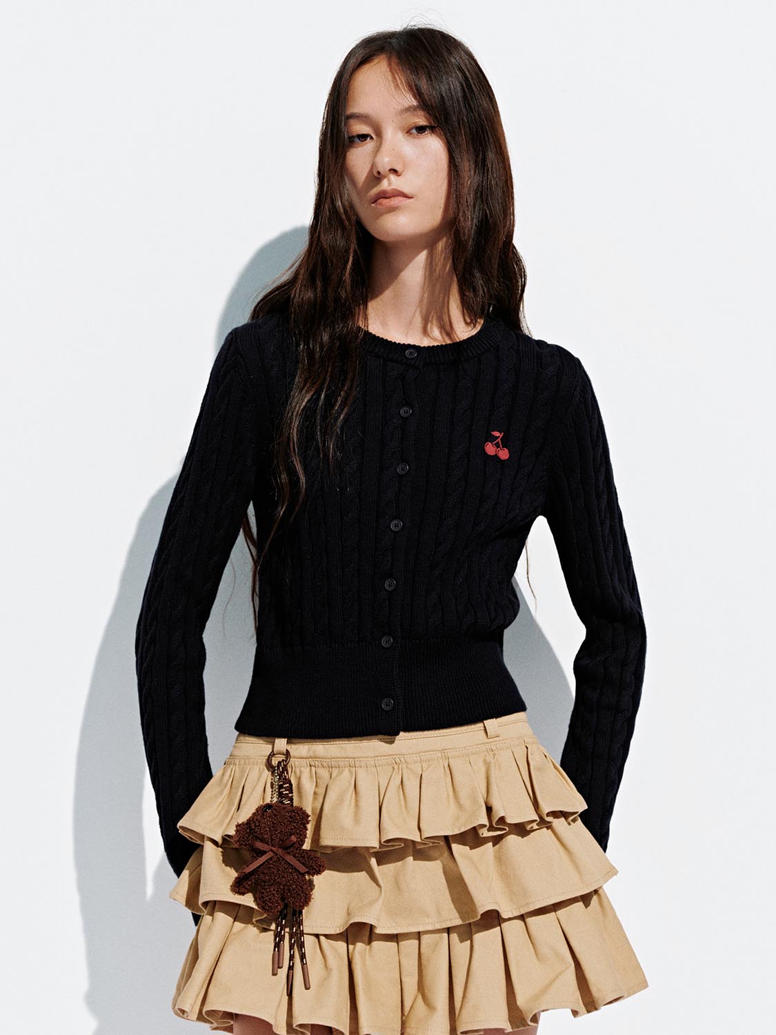 Embroidered Cable Knitted Cardigans