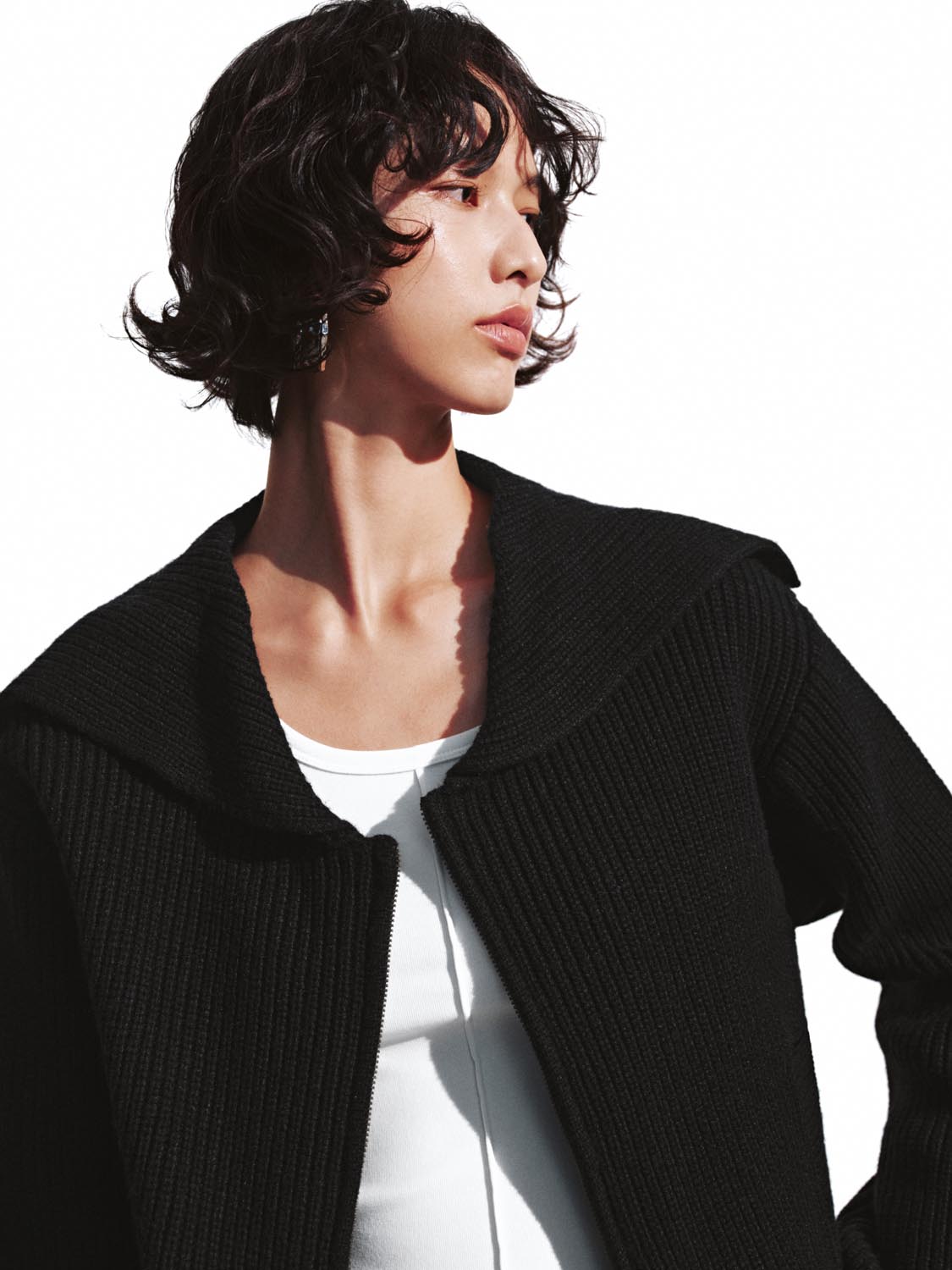 Collared Zip Up Knitted Cardigans