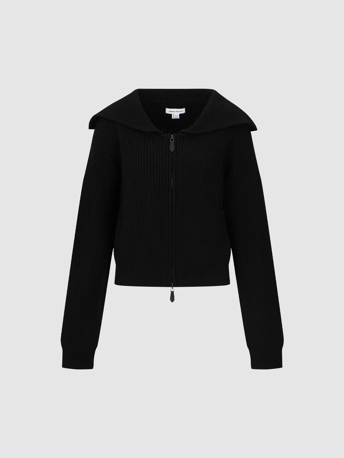 Collared Zip Up Knitted Cardigans