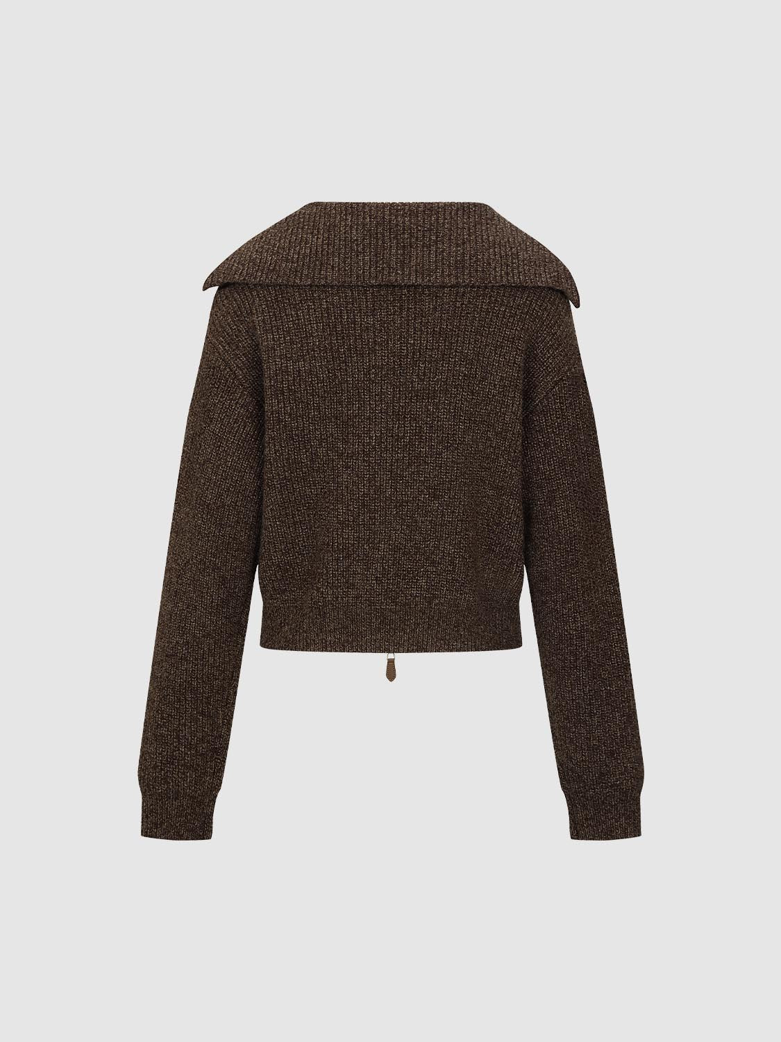 Collared Zip Up Knitted Cardigans