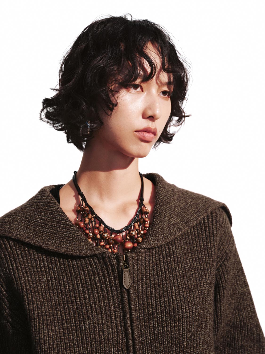 Collared Zip Up Knitted Cardigans