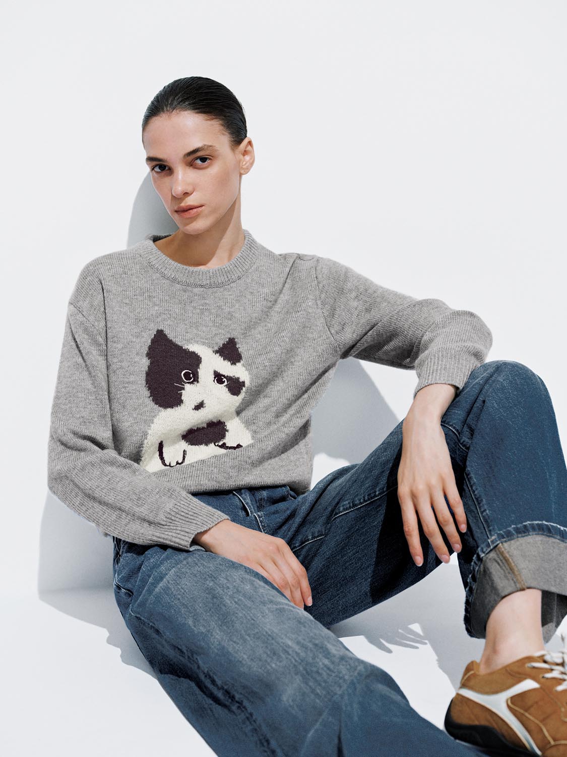 Kitten Long Sleeve Knitted T-Shirts