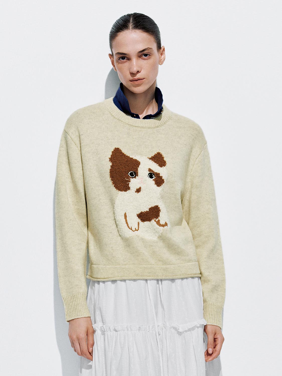 Kitten Long Sleeve Knitted T-Shirts