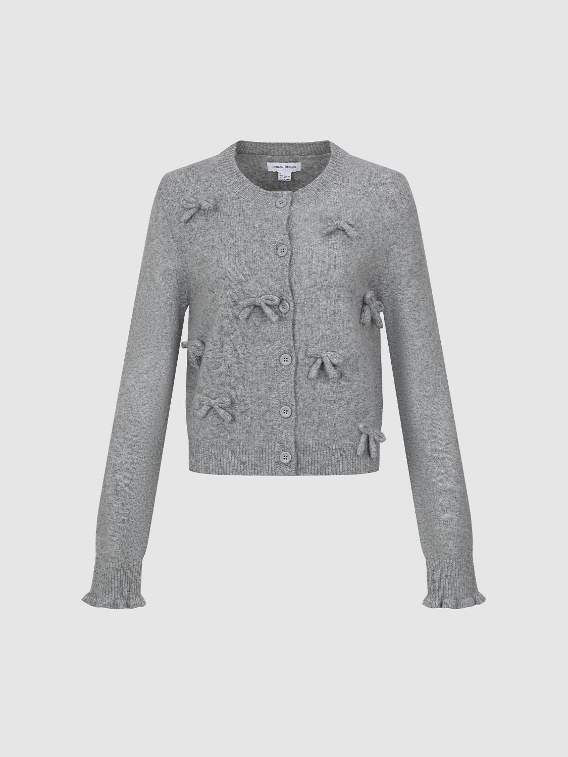 Bow Embellished Knitted Cardigans