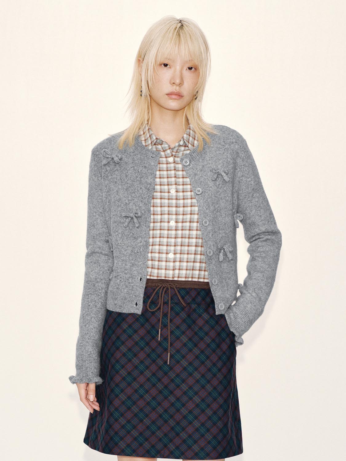 Bow Embellished Knitted Cardigans