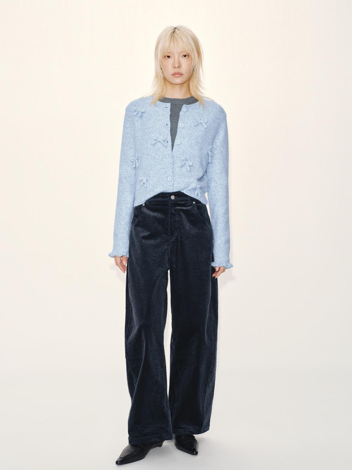 Bow Embellished Knitted Cardigans