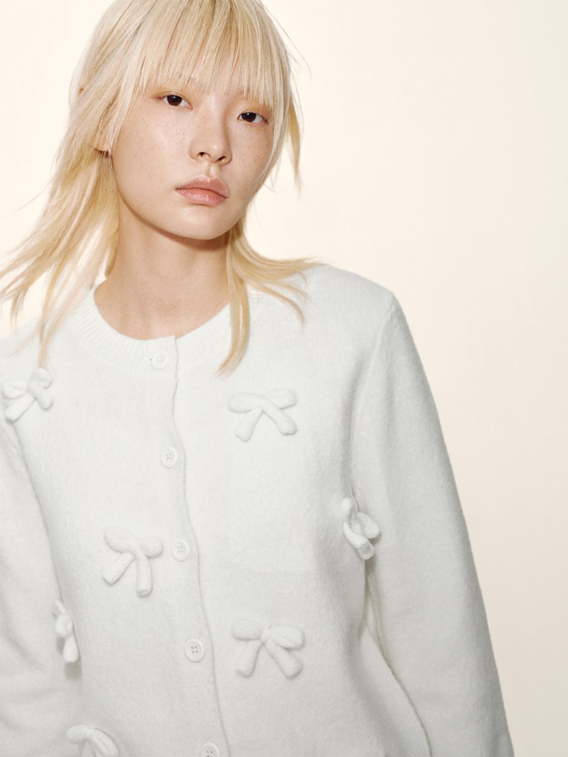 Bow Embellished Knitted Cardigans