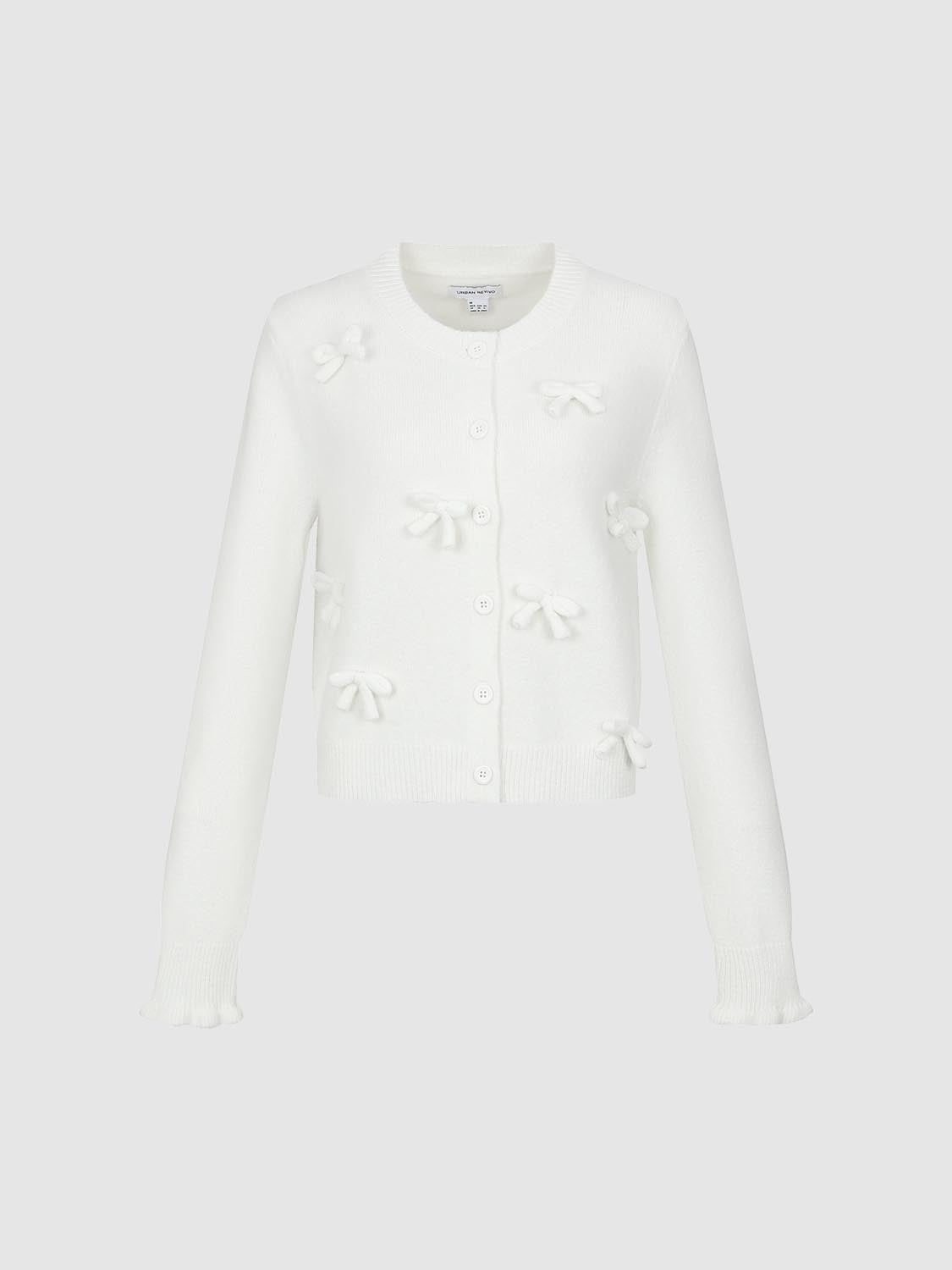 Bow Embellished Knitted Cardigans