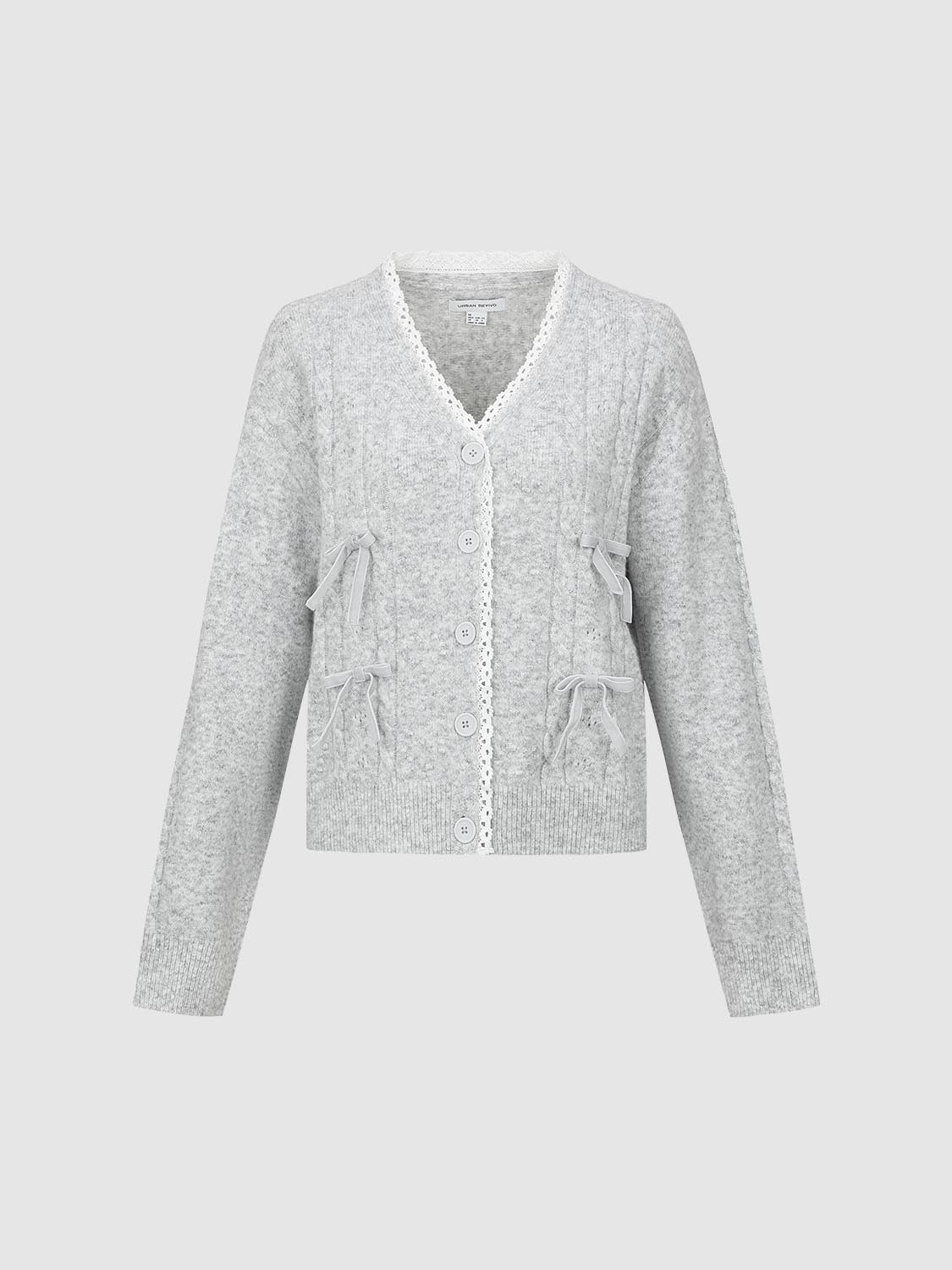 Bow Detail Lace Knitted Cardigans