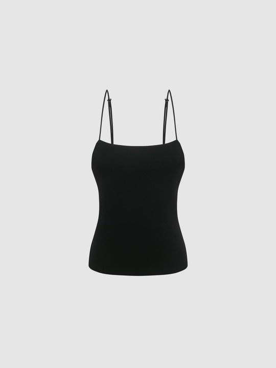 Knit Fitted Sleeveless Cami Top With Adjustable Straps