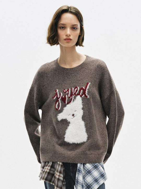 Animal Graphic Oversized Crew Neck Long Sleeve Sweater