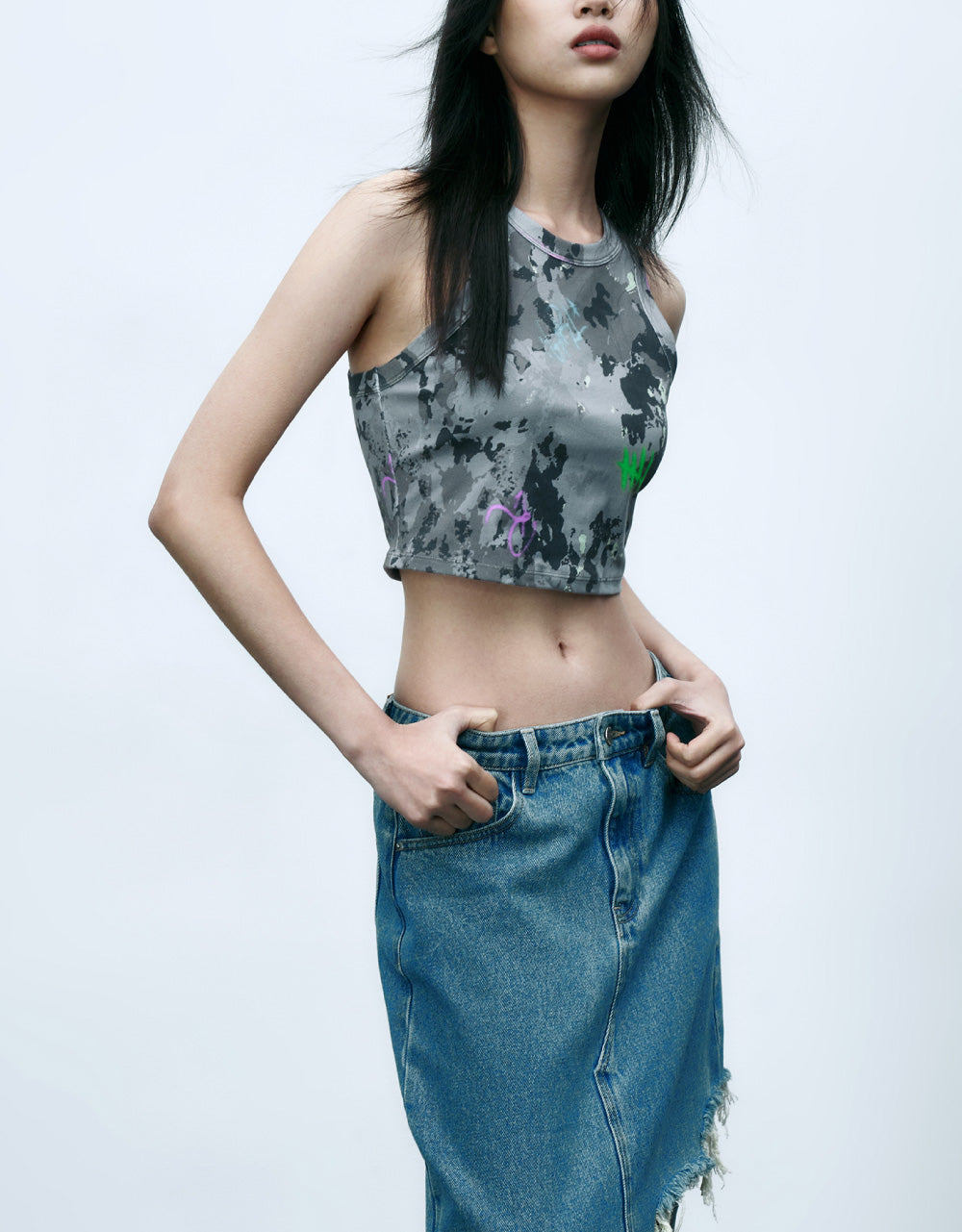 Crew Neck Camouflage Tank Top