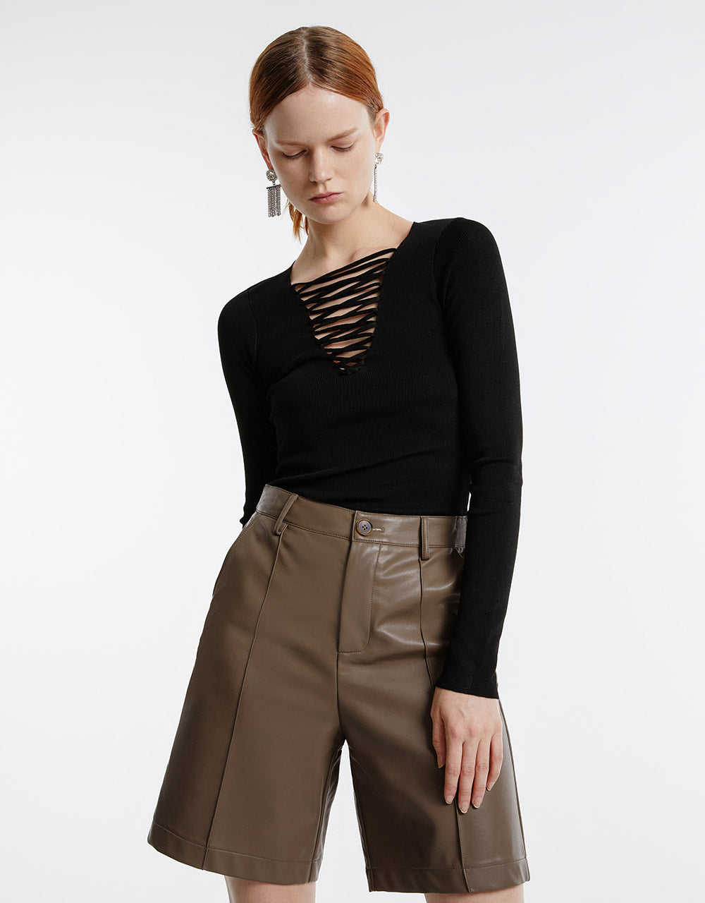 Lace Up Front Sweater