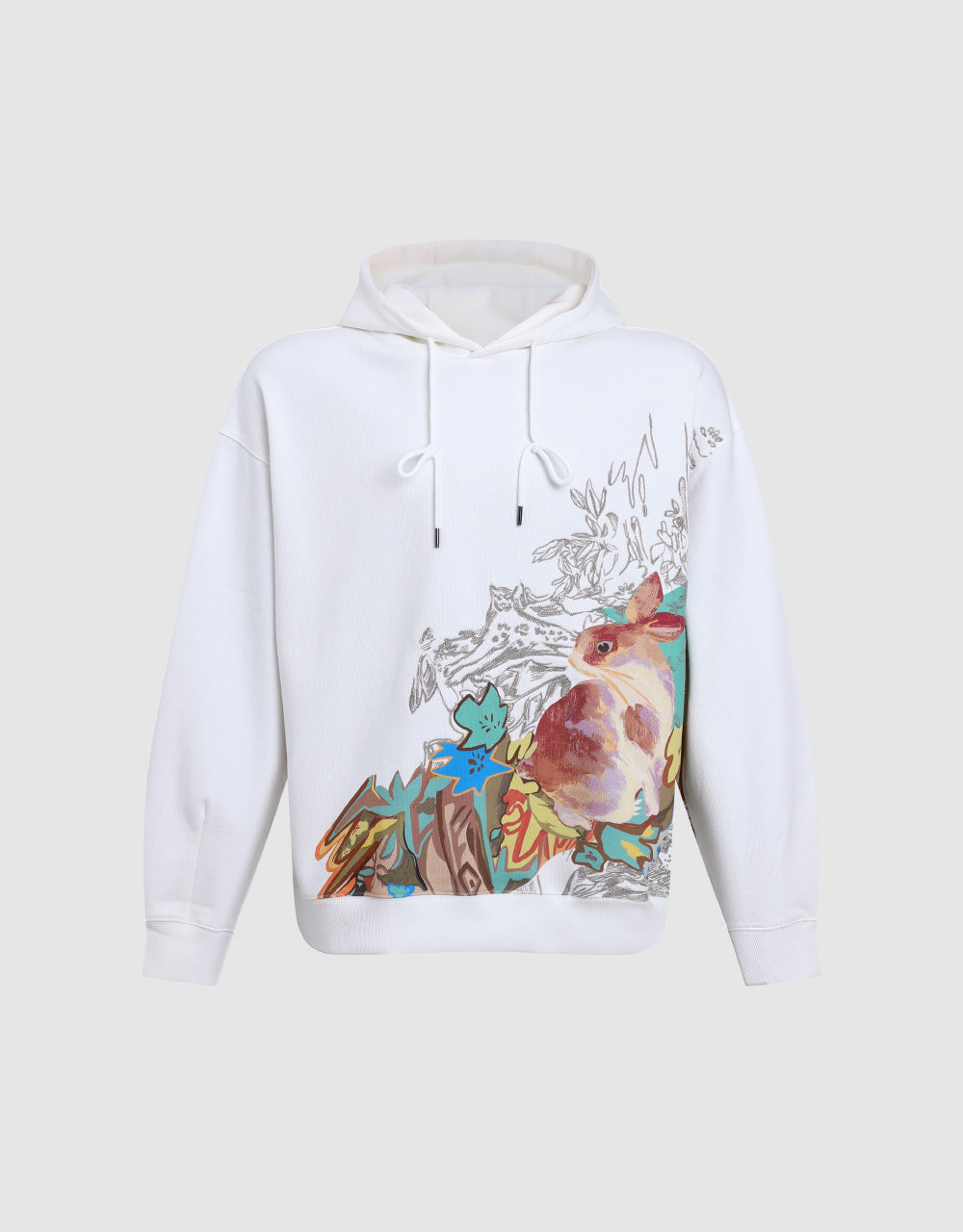 Bunny Print Oversized Hoodie