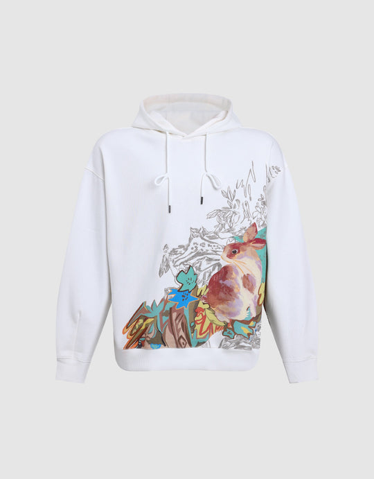 Bunny Print Oversized Hoodie