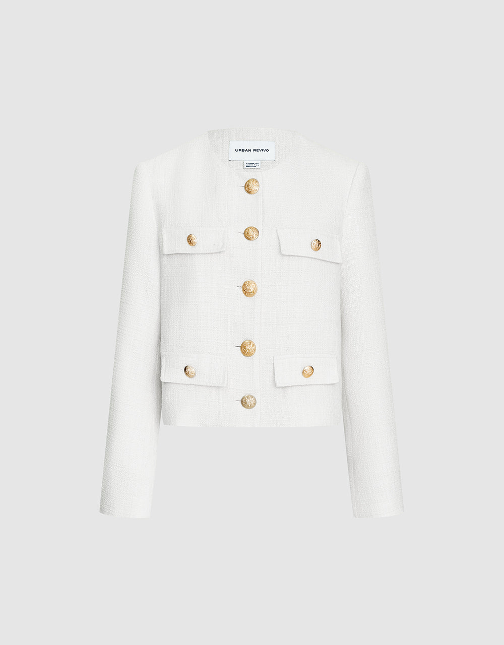Metallic Button Tweed Jacket