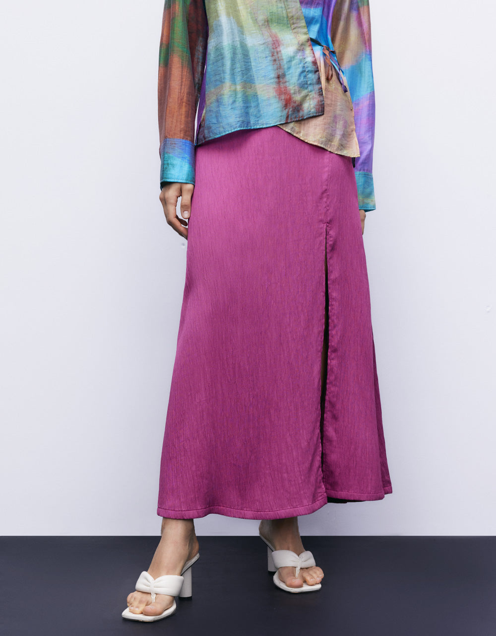 Textured Midi A-Line Skirt