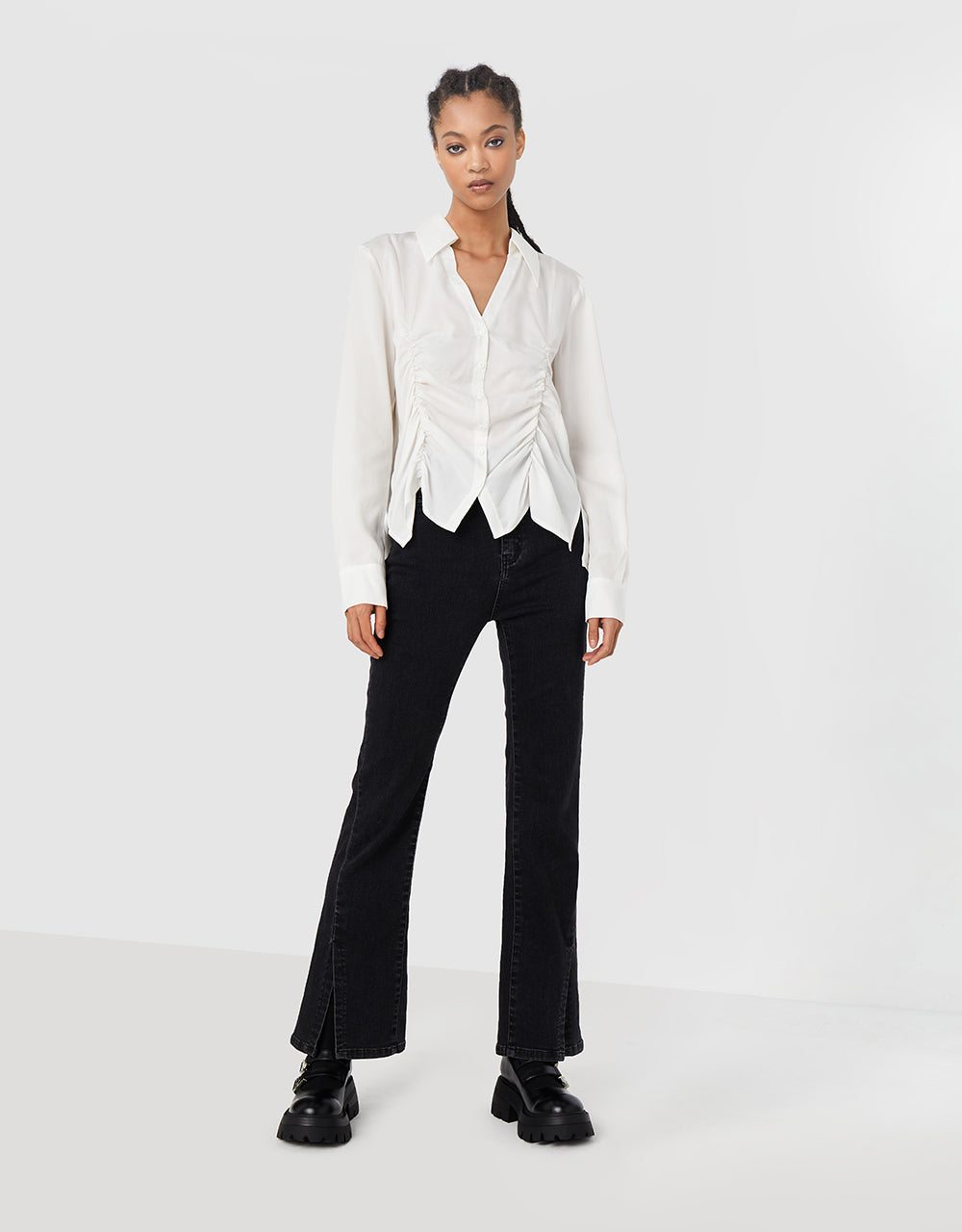 Slit Hem Flare Jeans