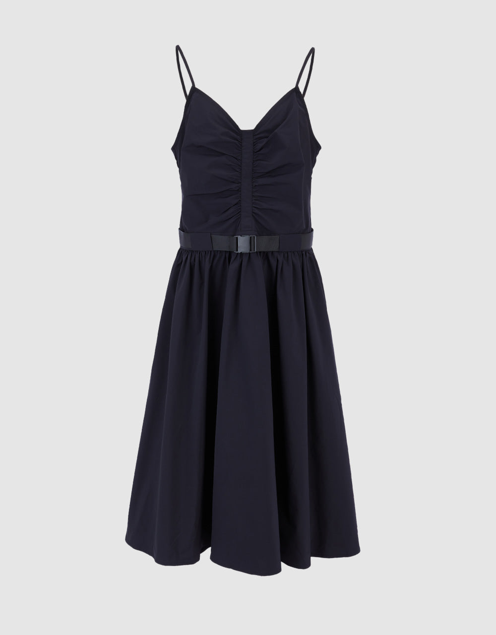Belted Ruched Neckline Dress