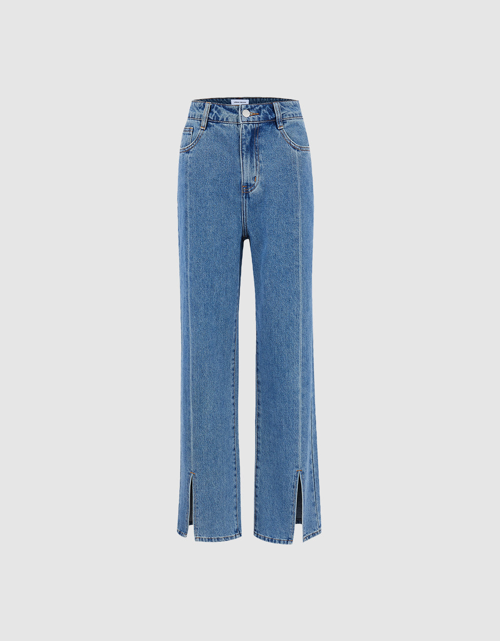 Slit Hem Straight Jeans