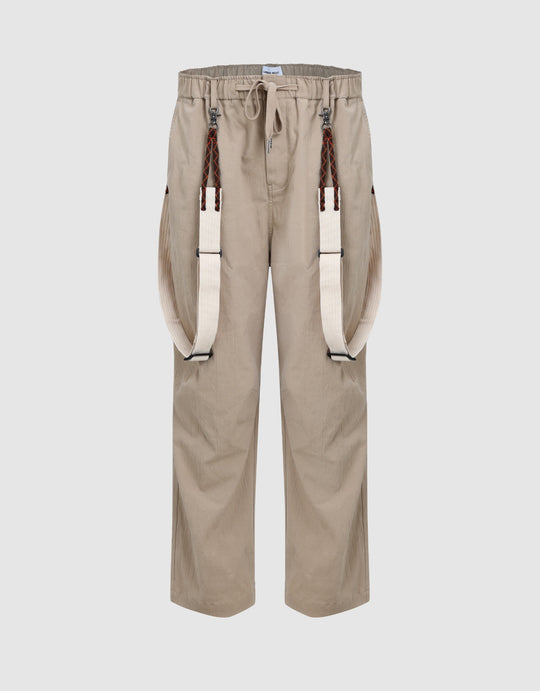 Drawstring Hem Oversized Straight Pants