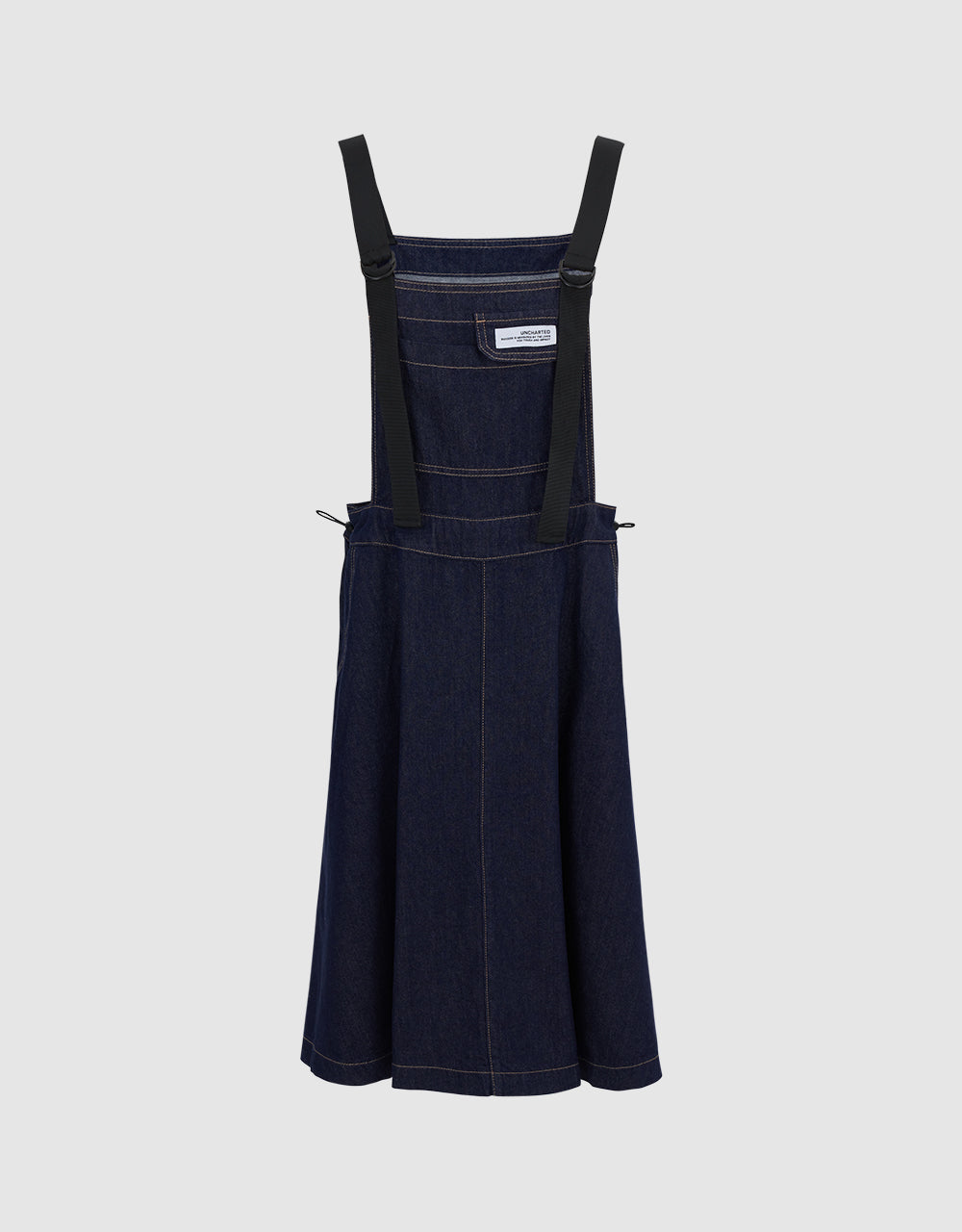 Contrast Stitch Denim Pinafore Dress