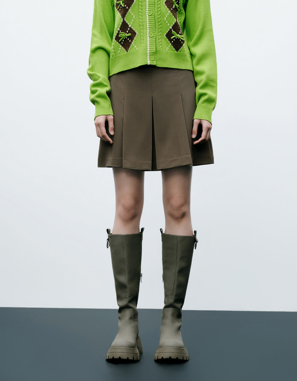 Pleated A-Line Skirt