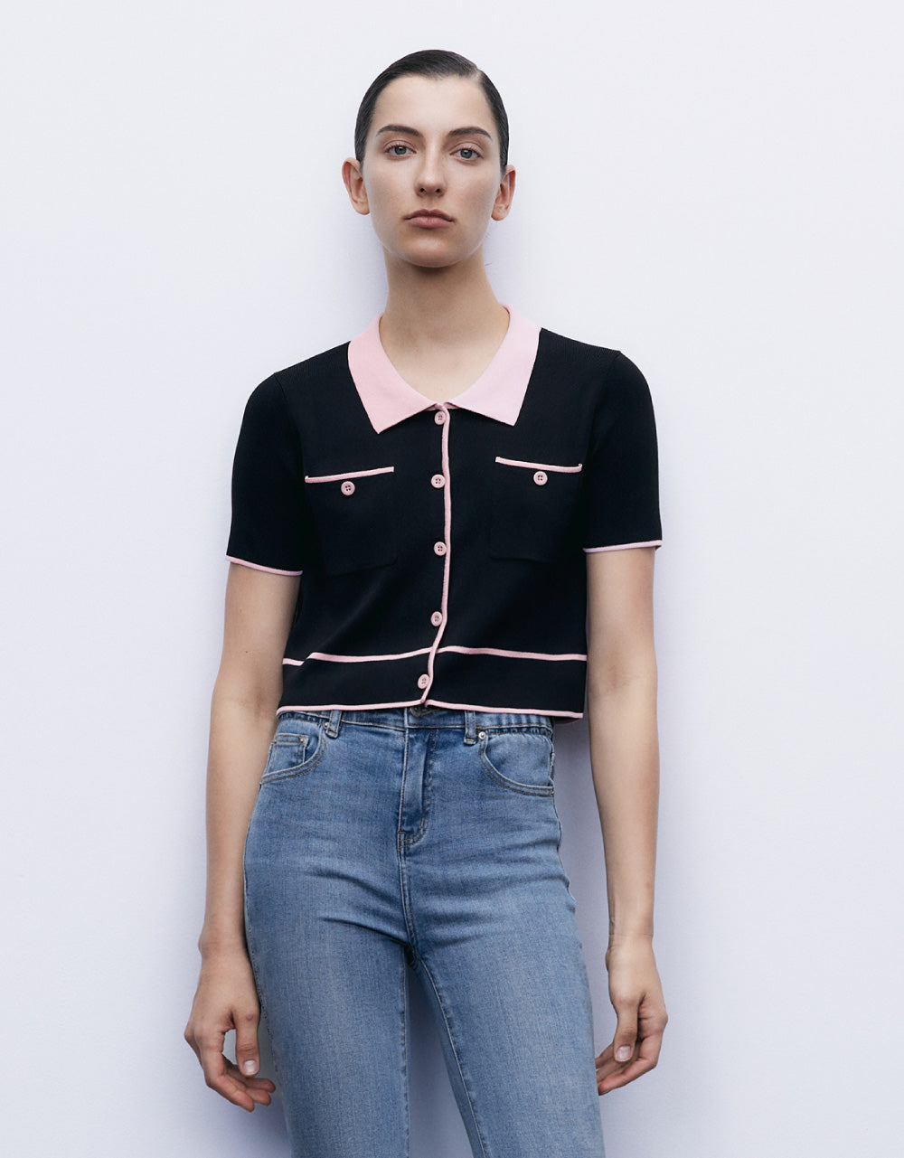 Constrast Knitted Cardigan