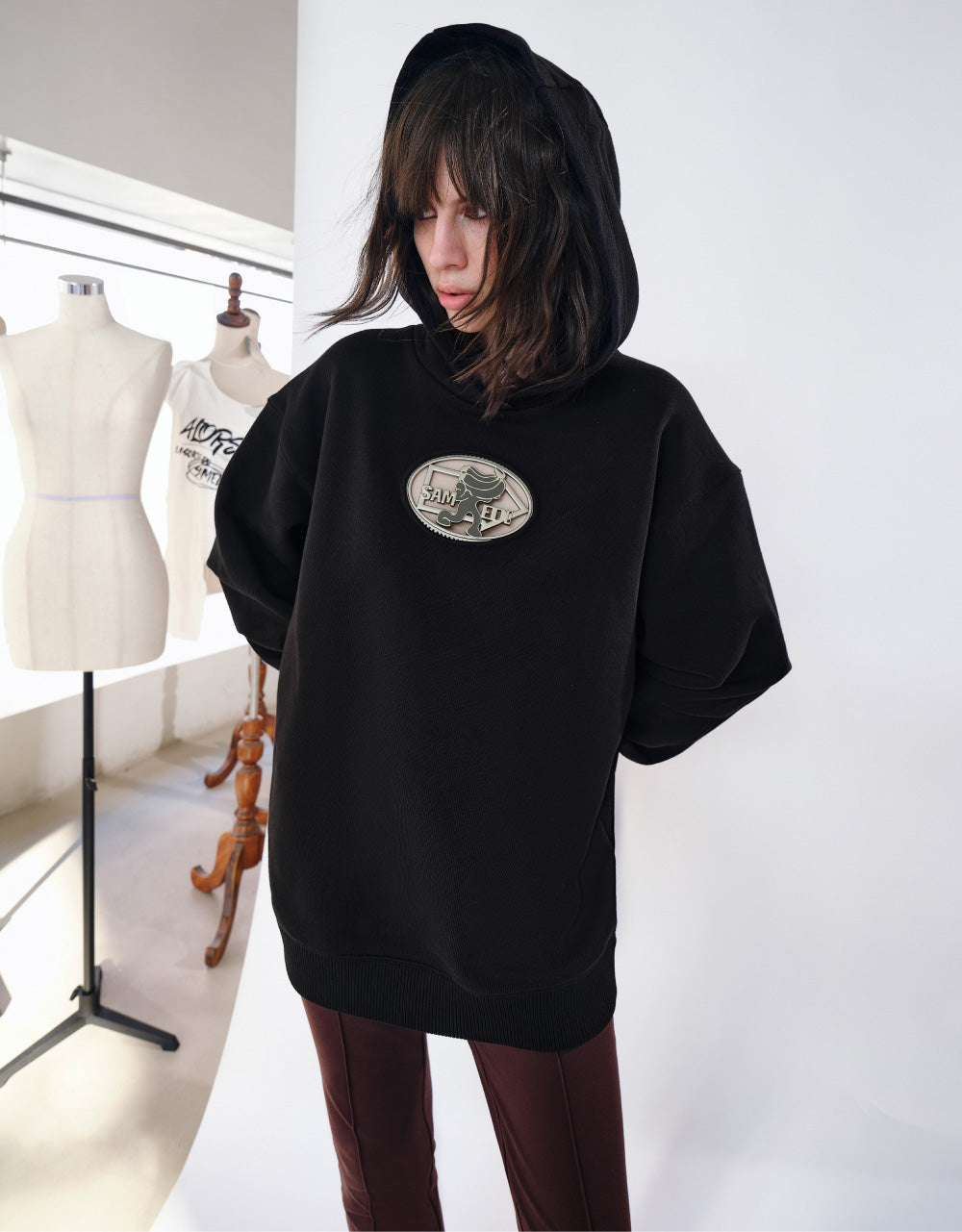 Drop Shoulder Sleeve Hoodie Oversized Sweatshirt