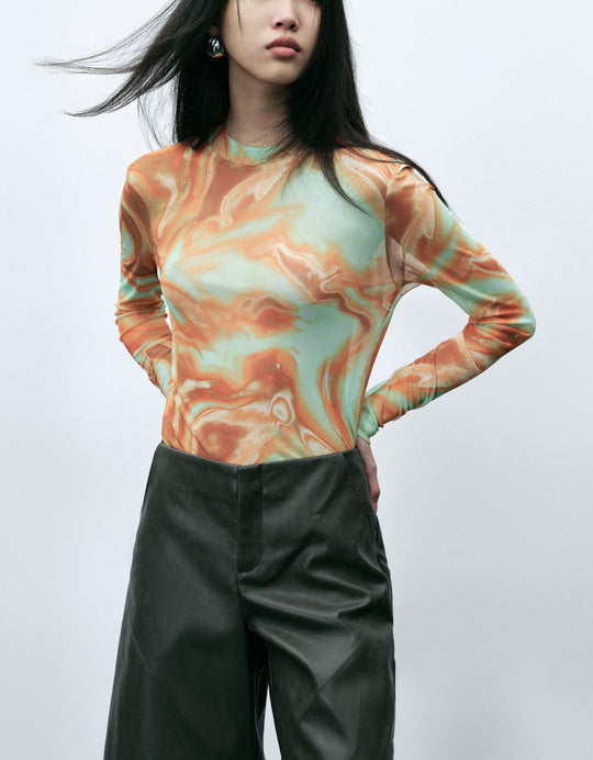 Abstract Print Skinny Top