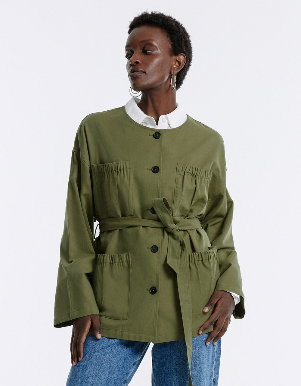 Multi-Pocket Belted Jacket