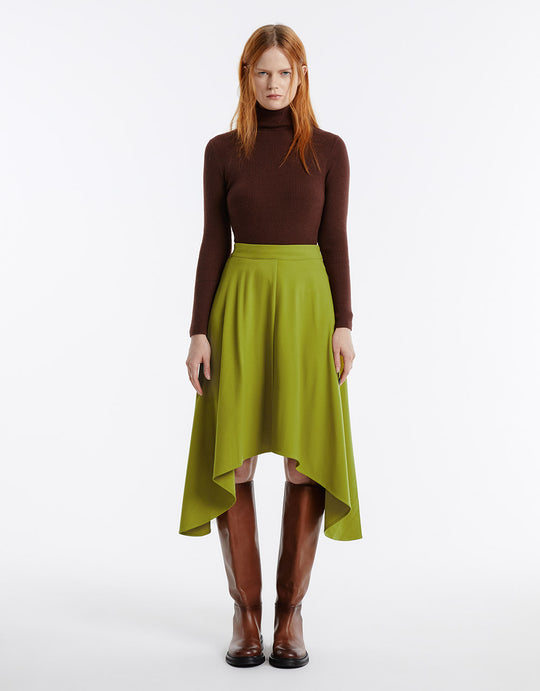 Asymmetrical Hem Midi Skirt