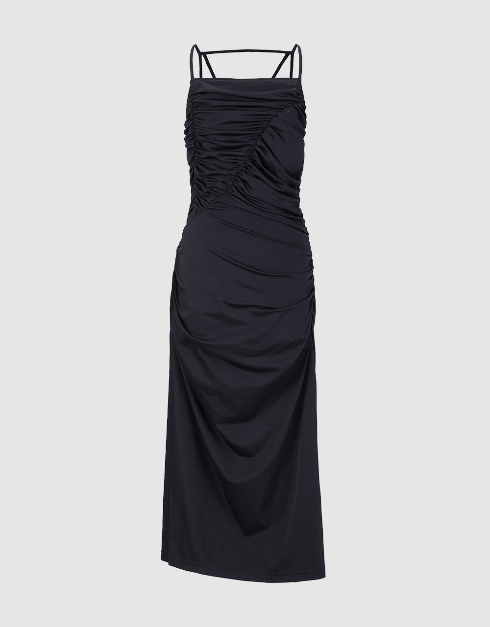 Ruched Dress With Side Slit