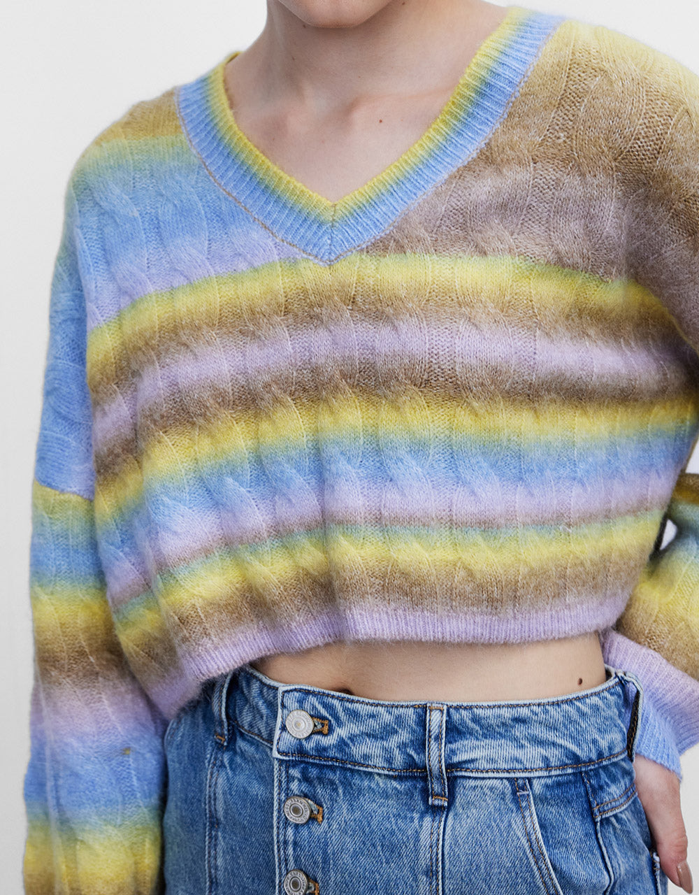 Striped Cable Knit Sweater