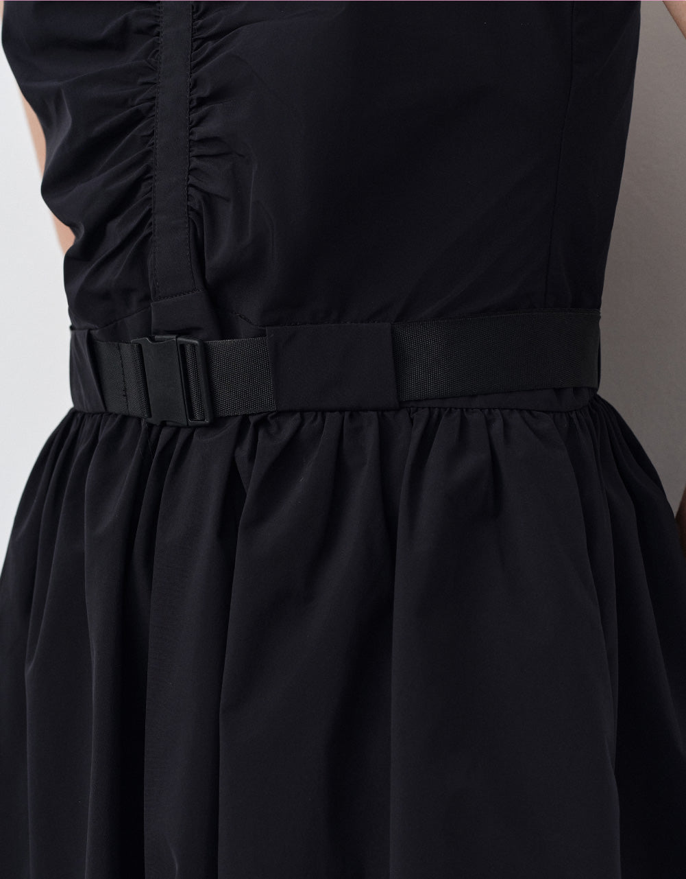 Belted Ruched Neckline Dress