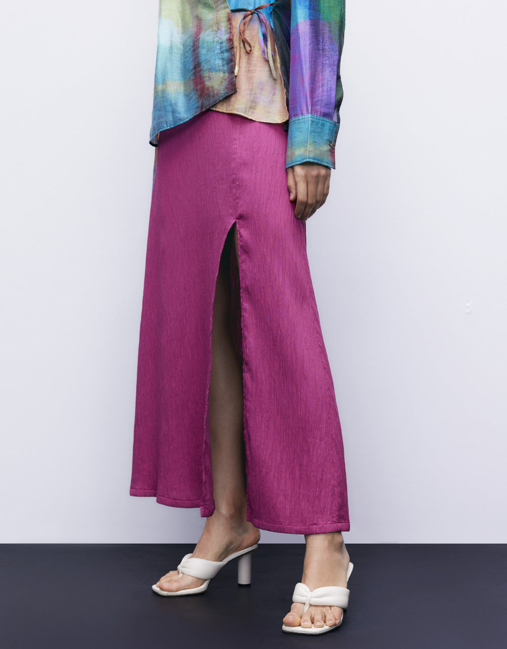 Textured Midi A-Line Skirt